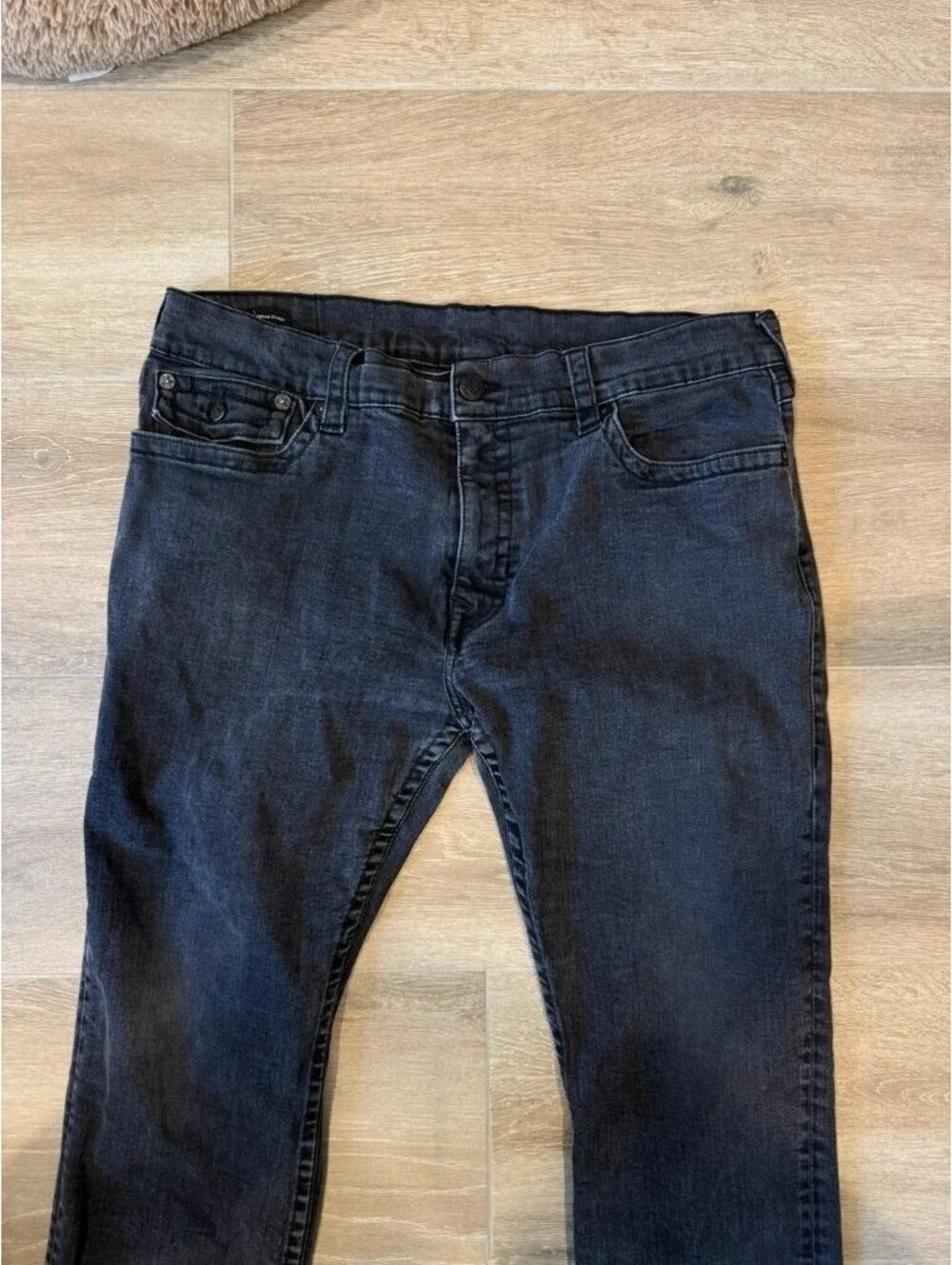 True Religion Ricky Relaxed Straight Jeans Black 40 Mens